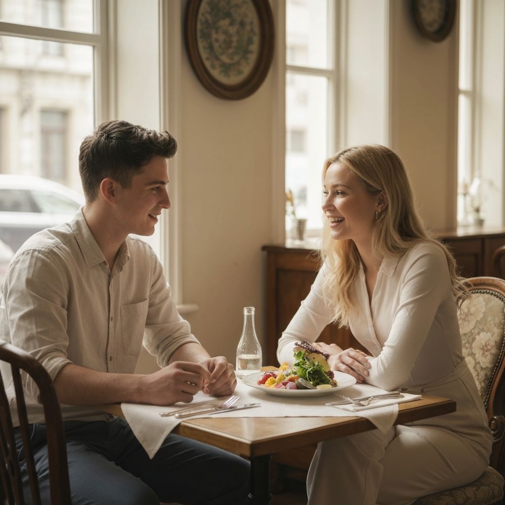 Two people enjoying a relaxed lunch together at a café